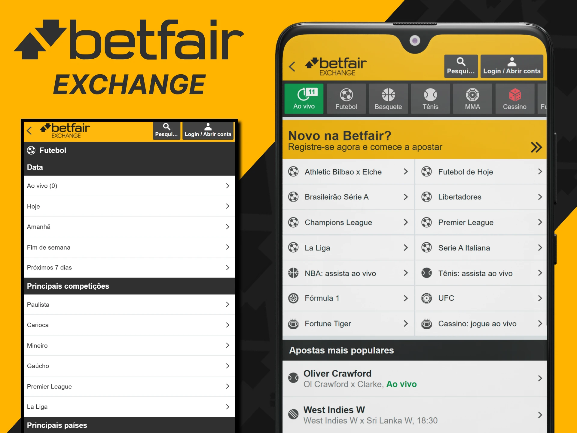 Faça apostas na Bolsa de Apostas pelo aplicativo da Betfair.