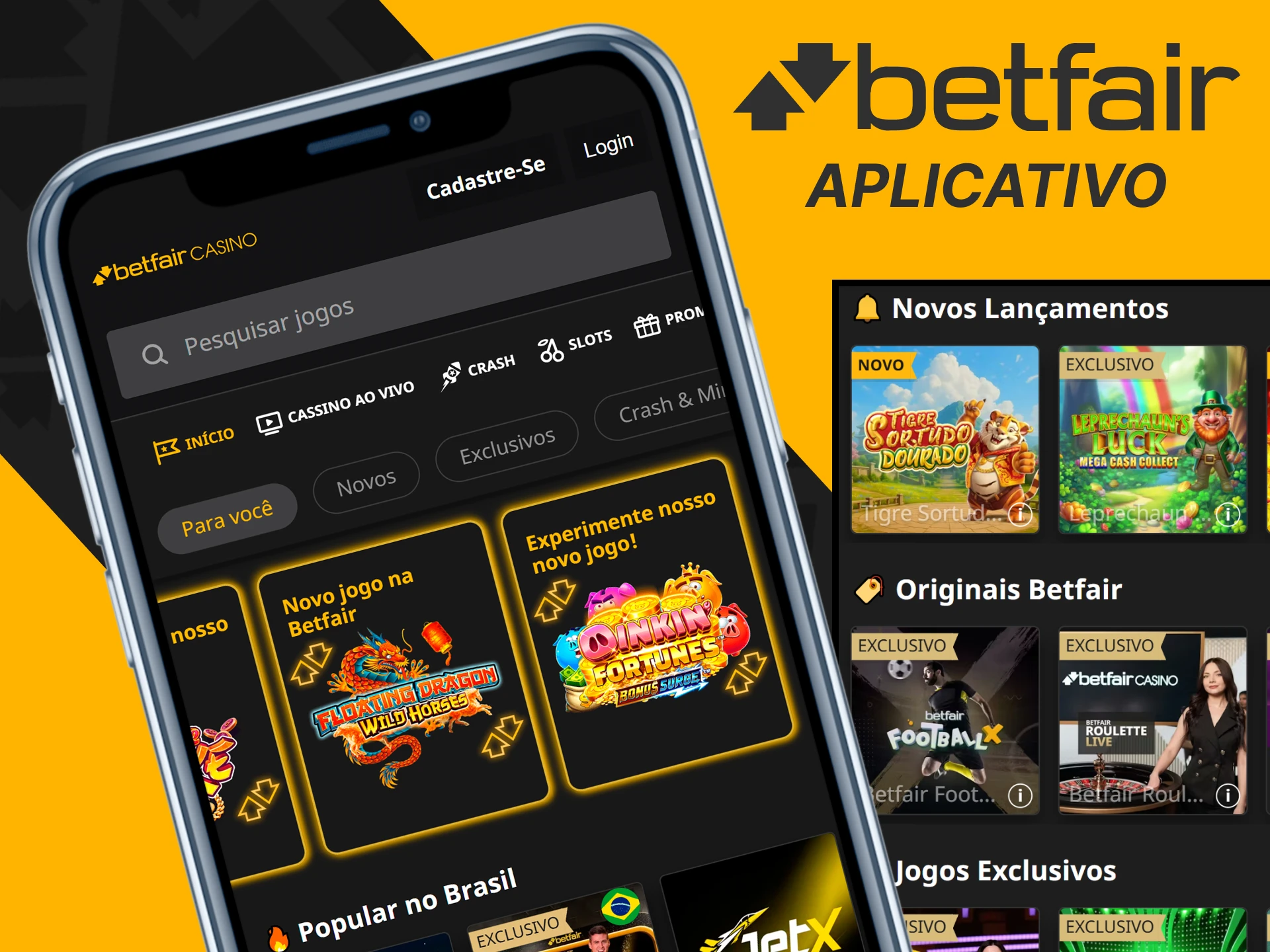 Baixe o aplicativo Betfair para jogos de cassino.