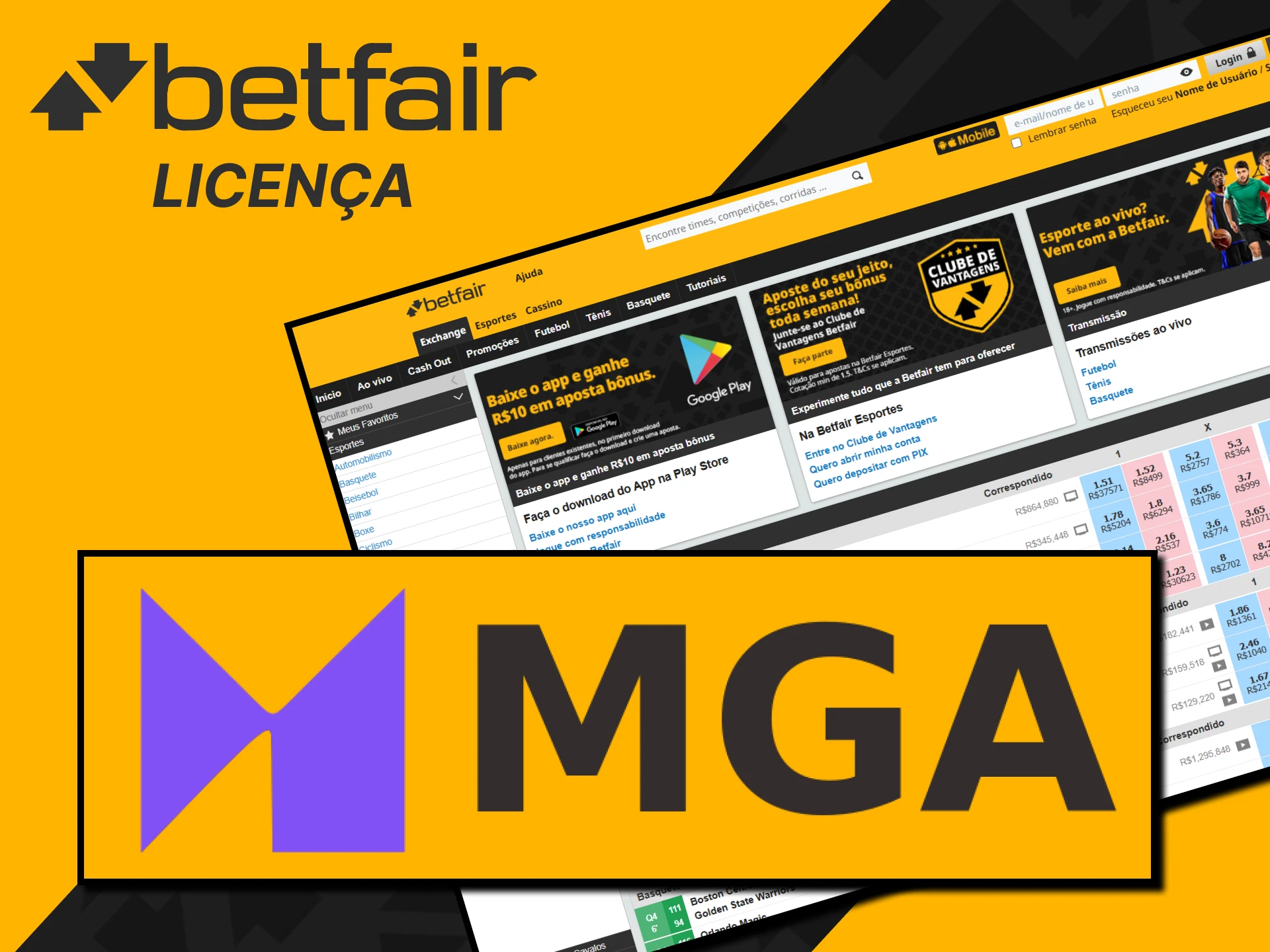 O site da Betfair possui uma licença especial.