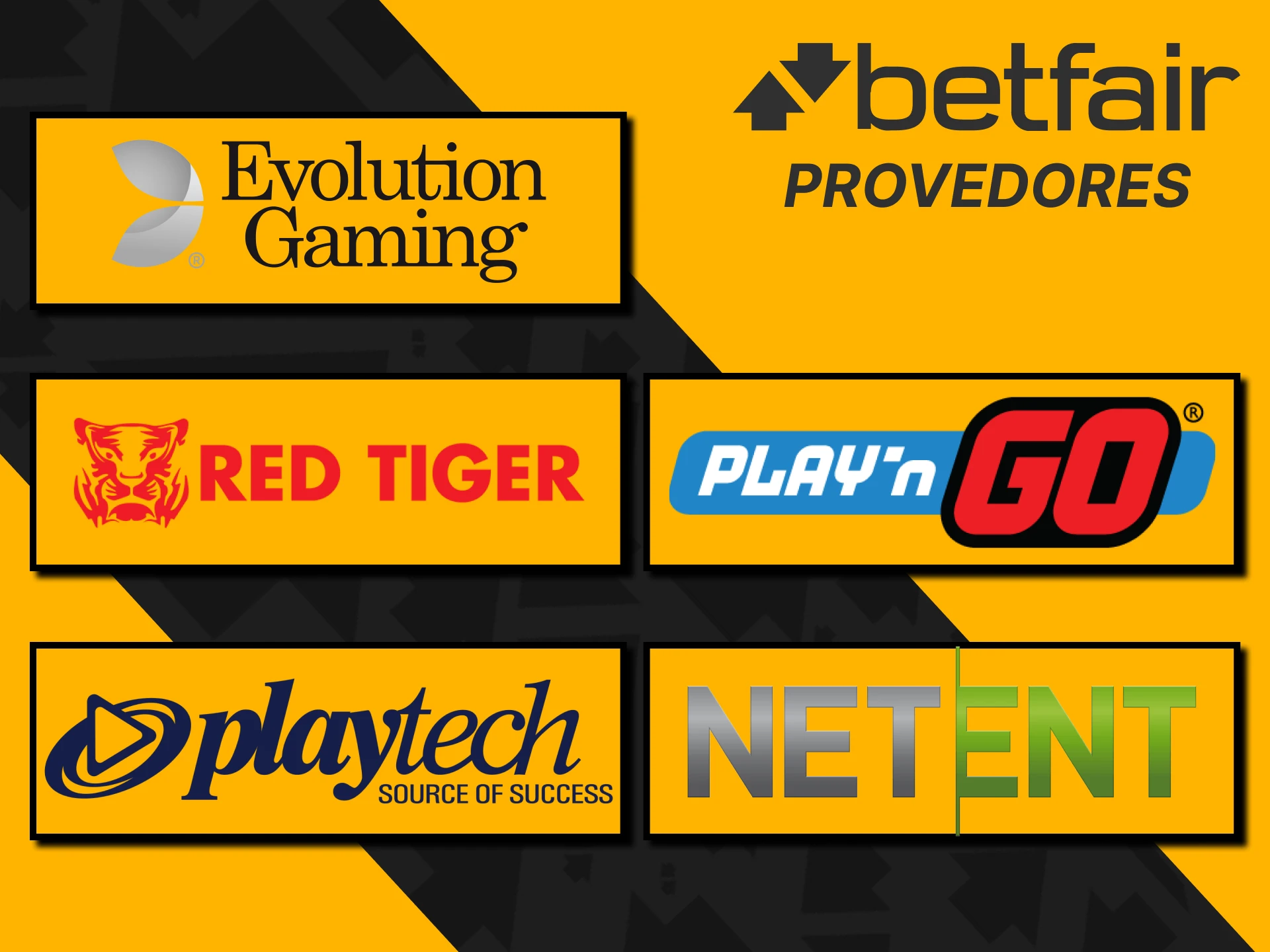 Diversos fornecedores disponibilizam jogos para o site da Betfair.