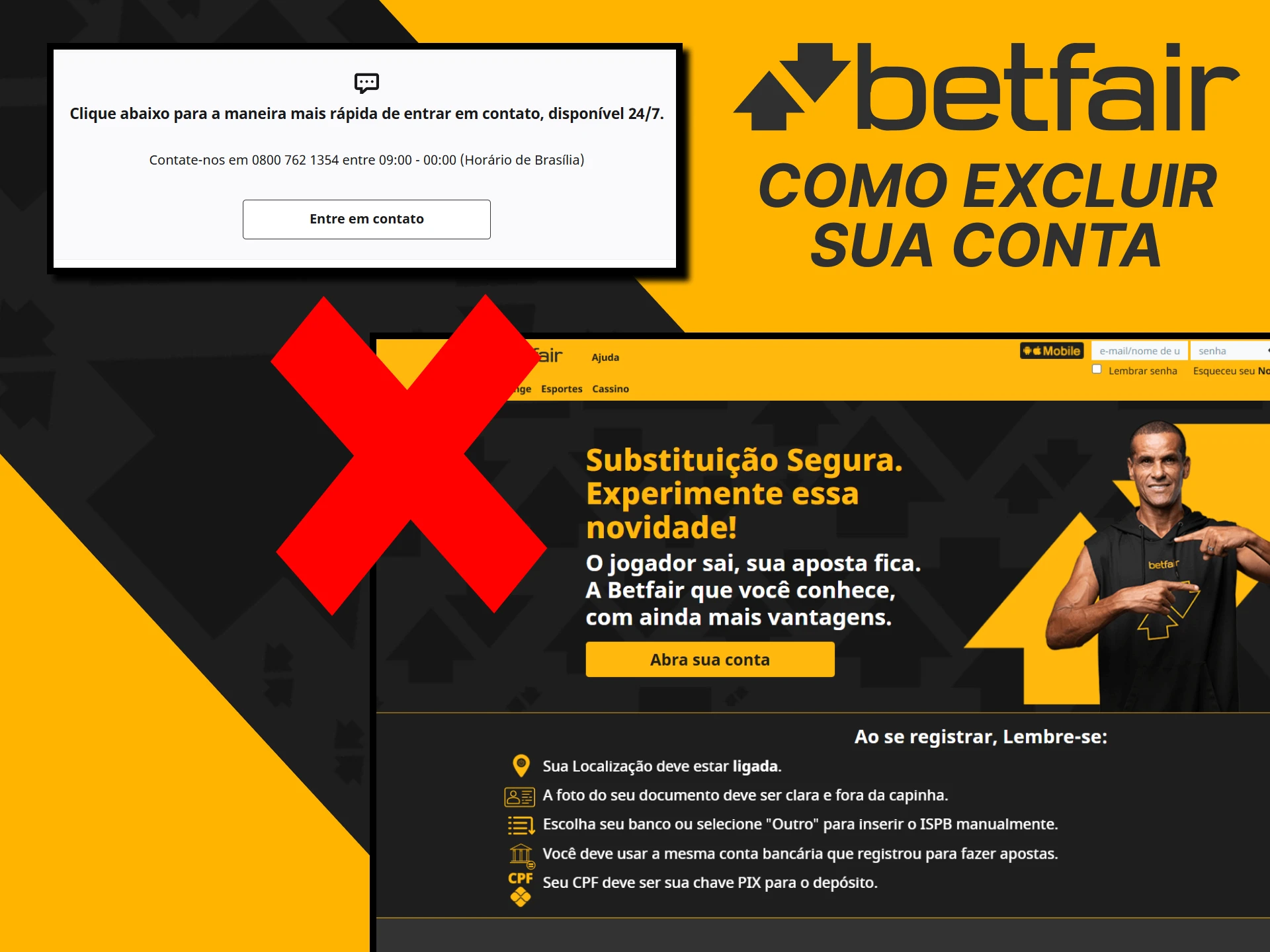 Você pode excluir sua conta Betfair a qualquer momento.