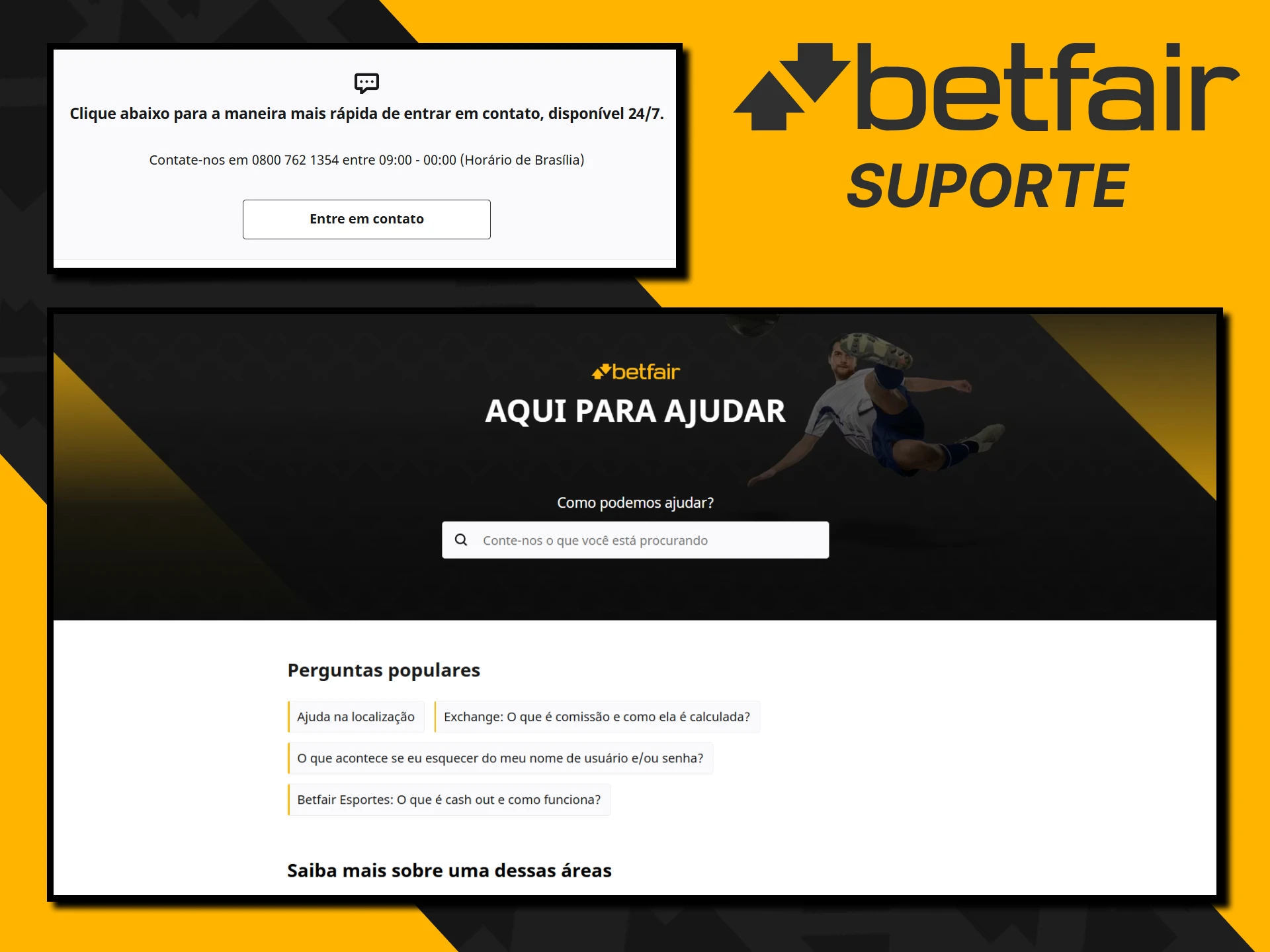 Para dúvidas sobre o cadastro, entre em contato com o suporte da Betfair.